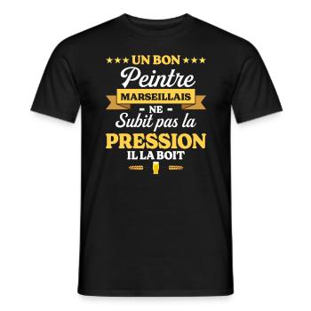 Peintre Marseillais Marseille Peintre - T-shirt homme - noir - Devant - AI Model Male 178 light (178cm)