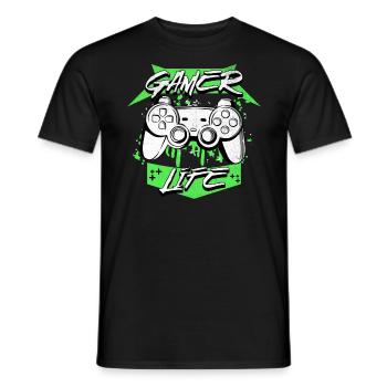 Gamer Life Retro Game Controller Grafikdesign - Männer T-Shirt - Schwarz - Vorne - AI Model Male 178 light (178cm)
