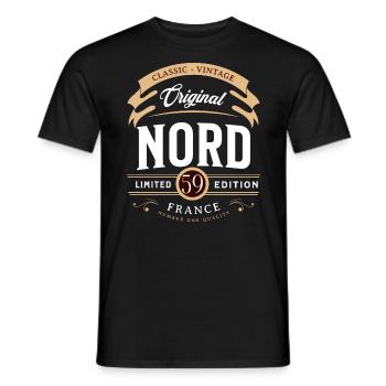 Nord Département France - T-shirt homme - noir - Devant - AI Model Male 178 light (178cm)