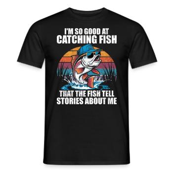 Ich bin so gut darin, Fische zu fangen, dass die Fische es sagen - Männer T-Shirt - Schwarz - Vorne - AI Model Male 178 light (178cm)