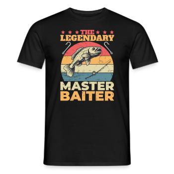 The Legendary Master Baiter Fishing Humor - Men's T-Shirt - black - Front - AI Model Male 178 light (178cm)