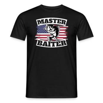 Master Baiter Drôle Pêche Drapeau Américain - T-shirt homme - noir - Devant - AI Model Male 178 light (178cm)