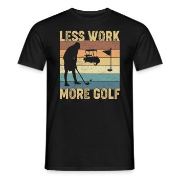 Less Work More Golf Vintage - Men's T-Shirt - black - Front - AI Model Male 178 light (178cm)