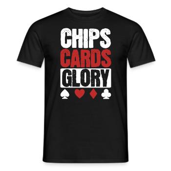Chips, Cards, Glory Poker Lover - Men's T-Shirt - black - Front - AI Model Male 178 light (178cm)