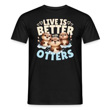 Life Is Better with Otters Cute Animal - Men's T-Shirt - black - Front - AI Model Male 178 light (178cm)