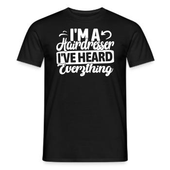 Je suis coiffeuse, j’ai tout entendu drôle - T-shirt homme - noir - Devant - AI Model Male 178 light (178cm)