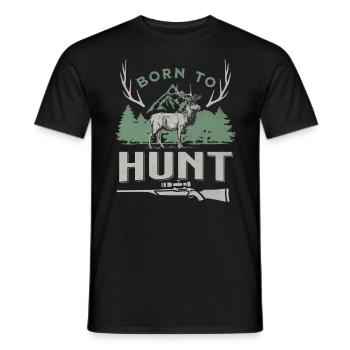 Born to Hunt Majestic Deer - Men's T-Shirt - black - Front - AI Model Male 178 light (178cm)