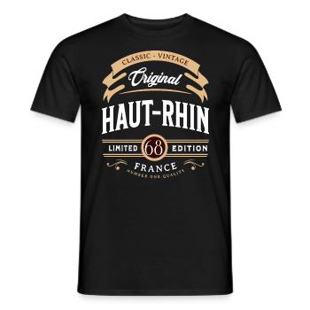 Haut-Rhin Département France - T-shirt homme - noir - Devant - AI Model Male 178 light (178cm)