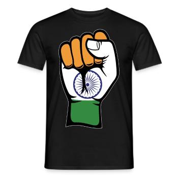 Poing du drapeau de l’Inde - T-shirt homme - noir - Devant - AI Model Male 178 light (178cm)