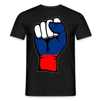 Poing du drapeau de la Russie - T-shirt homme - noir - Devant - AI Model Male 178 light (178cm)