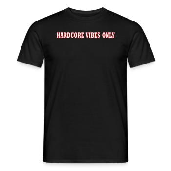 TECHNO "HARDCORE VIBES ONLY" FESTIVAL RAVE - Men's T-Shirt - black - Front - AI Model Male 178 light (178cm)