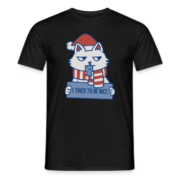 I Tried to be Nice Xmas Cat - Men's T-Shirt - black - Front - AI Model Male 178 light (178cm)
