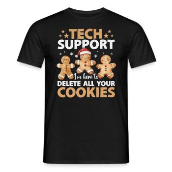 Tech Support Delete Your Cookies Funny Christmas - Men's T-Shirt - black - Front - AI Model Male 178 light (178cm)