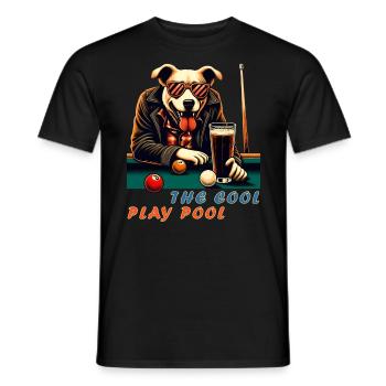 Billiard playing vampire dog - the cool play pool - Men's T-Shirt - black - Front - AI Model Male 178 light (178cm)