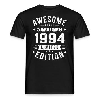 January 1994 - Birthday January 1994 I January 1994 - Men's T-Shirt - black - Front - AI Model Male 178 light (178cm)