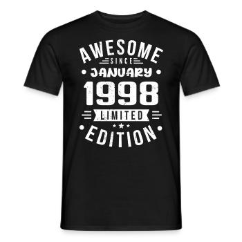 January 1998 - Birthday January 1998 I January 1998 - Men's T-Shirt - black - Front - AI Model Male 178 light (178cm)
