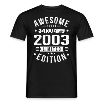 January 2003 - Birthday January 2003 I January 2003 - Men's T-Shirt - black - Front - AI Model Male 178 light (178cm)