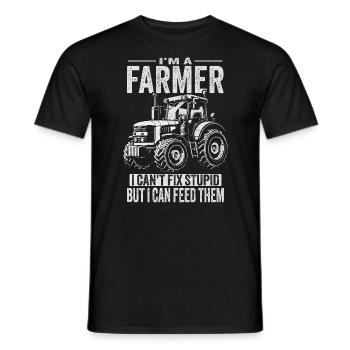 Ich bin ein Bauer, ich kann Dummheit nicht reparieren, aber ich kann sie füttern - Männer T-Shirt - Schwarz - Vorne - AI Model Male 178 light (178cm)
