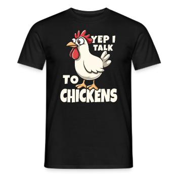 , je parle aux poulets - Cadeau drôle de fermier avicole - T-shirt homme - noir - Devant - AI Model Male 178 light (178cm)