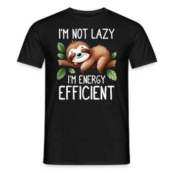 I'm Not Lazy, I'm Energy Efficient Sloth Humor - Men's T-Shirt - black - Front - AI Model Male 178 light (178cm)