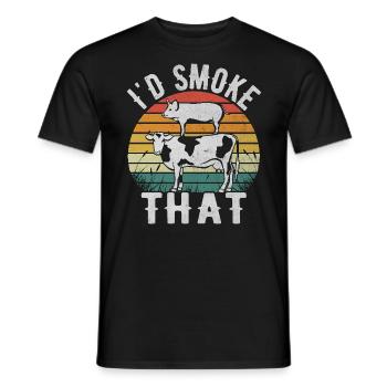 I'd Smoke That - Lustiger BBQ- und Grillliebhaber - Männer T-Shirt - Schwarz - Vorne - AI Model Male 178 light (178cm)