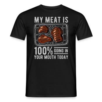 Mein Fleisch geht heute zu 100% in deinen Mund - Männer T-Shirt - Schwarz - Vorne - AI Model Male 178 light (178cm)