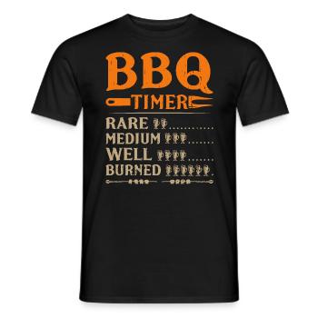 BBQ Timer Humor - Selten, Mittel, Gut gemacht, Verbrannt - Männer T-Shirt - Schwarz - Vorne - AI Model Male 178 light (178cm)