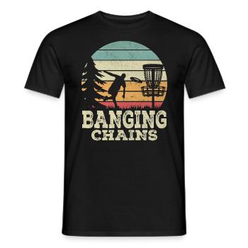 Bangging Chains Funny Disc Golf Basket - T-shirt homme - noir - Devant - AI Model Male 178 light (178cm)