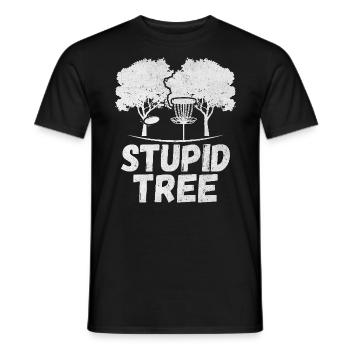 Stupid Tree Disc Golf Humor Funny Frisbee Golfer - Men's T-Shirt - black - Front - AI Model Male 178 light (178cm)