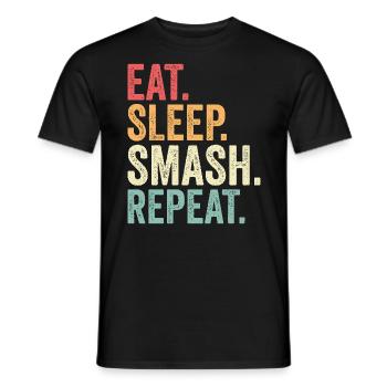Essen Schlaf Smash Wiederholen Lustiges Badminton - Männer T-Shirt - Schwarz - Vorne - AI Model Male 178 light (178cm)