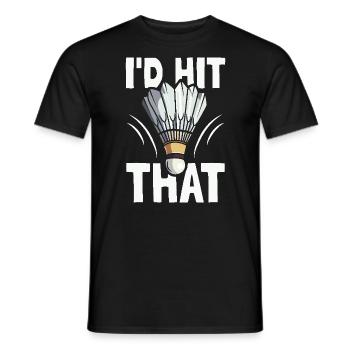 Ich würde diesen Badminton Lover Gift Federball treffen - Männer T-Shirt - Schwarz - Vorne - AI Model Male 178 light (178cm)