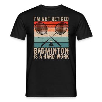 Gebundenes Badminton-Geschenk Vintage-Spieler-Ruhestand - Männer T-Shirt - Schwarz - Vorne - AI Model Male 178 light (178cm)