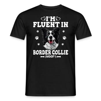 Parler Border Collie Humour Chien Border Collie - T-shirt homme - noir - Devant - AI Model Male 178 light (178cm)