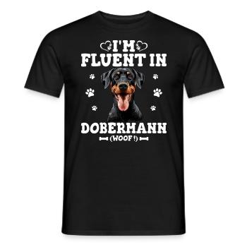 Parler Le Dobermann Humour Chien Dobermann - T-shirt homme - noir - Devant - AI Model Male 178 light (178cm)