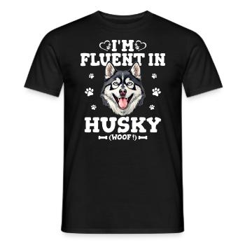 Parler Le Husky Humour Chien Husky - T-shirt homme - noir - Devant - AI Model Male 178 light (178cm)