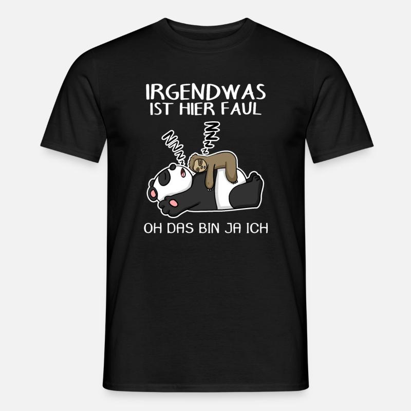 Faultier Spruch Panda Bär - Männer T-Shirt - Schwarz