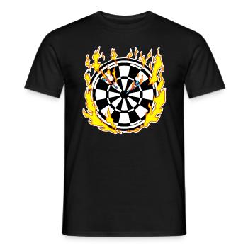 Dartboard in flames - Men's T-Shirt - black - Front - AI Model Male 178 light (178cm)