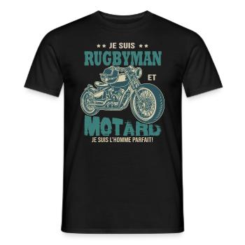 rugby motard parfait rugbyman parfait - T-shirt homme - noir - Devant - AI Model Male 178 light (178cm)