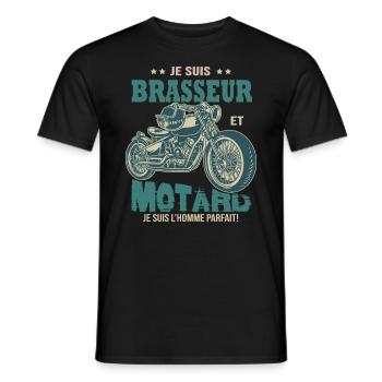 motard parfait brasseur parfait bière - T-shirt homme - noir - Devant - AI Model Male 178 light (178cm)
