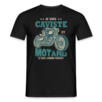 motard parfait caviste parfait vin - T-shirt homme - noir - Devant - AI Model Male 178 light (178cm)