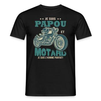 motard parfait papou parfait papa grand-père - T-shirt homme - noir - Devant - AI Model Male 178 light (178cm)
