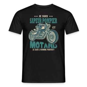 motard parfait sapeur pompier parfait - T-shirt homme - noir - Devant - AI Model Male 178 light (178cm)