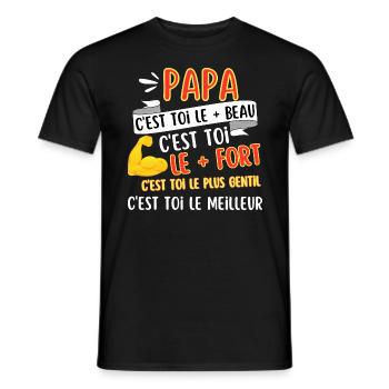 Le plus fort Papa Le meilleur Papa - T-shirt homme - noir - Devant - AI Model Male 178 light (178cm)
