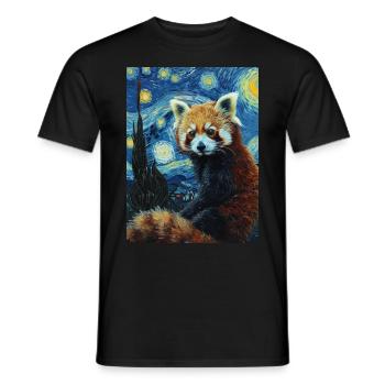 Red Panda, Van Gogh, Starry Night - Men's T-Shirt - black - Front - AI Model Male 178 light (178cm)