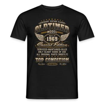 Vintage Car Year 1969 Vintage Birthday Gift - Men's T-Shirt - black - Front - AI Model Male 178 light (178cm)