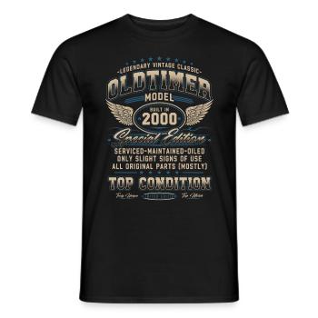 Oldtimer Baujahr 2000 Jahrgang Geburtstag Geschenk - Männer T-Shirt - Schwarz - Vorne - AI Model Male 178 light (178cm)