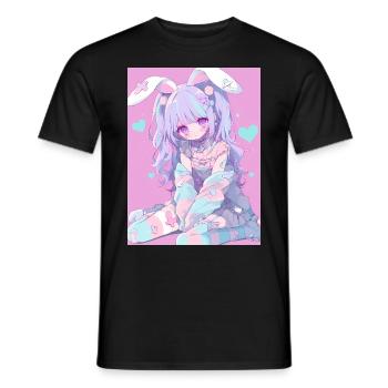 Hase Bunny Girl Anime Manga Pastel Goth Geschenk - Männer T-Shirt - Schwarz - Vorne - AI Model Male 178 light (178cm)