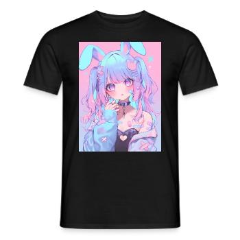 Hase Bunny Girl Anime Manga Pastel Goth Geschenk - Männer T-Shirt - Schwarz - Vorne - AI Model Male 178 light (178cm)