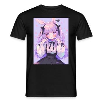 Hase Bunny Girl Anime Manga Pastel Goth Geschenk - Männer T-Shirt - Schwarz - Vorne - AI Model Male 178 light (178cm)