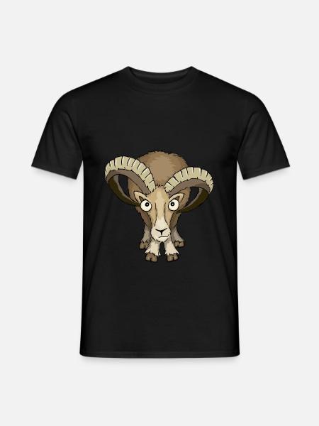Mufflon Schafbock stare down Widder Geschenk - Männer T-Shirt - Schwarz